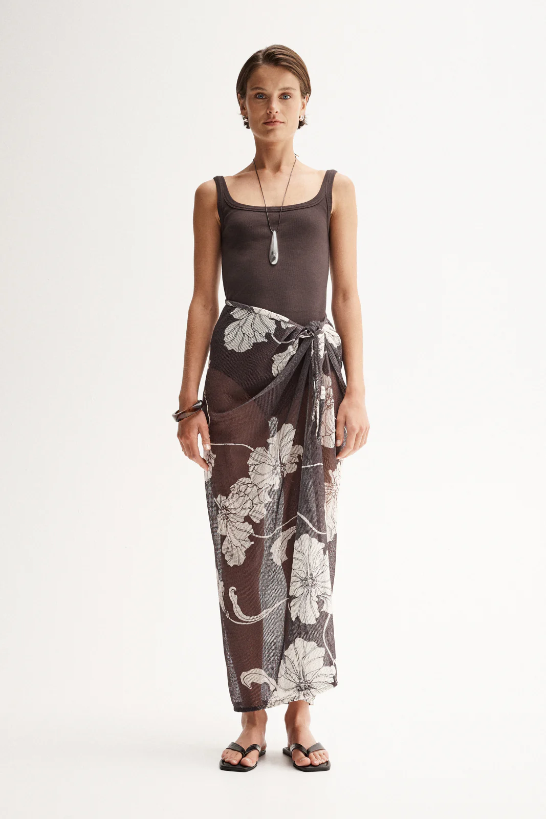 Lilian Sarong Chocolate Floral Print